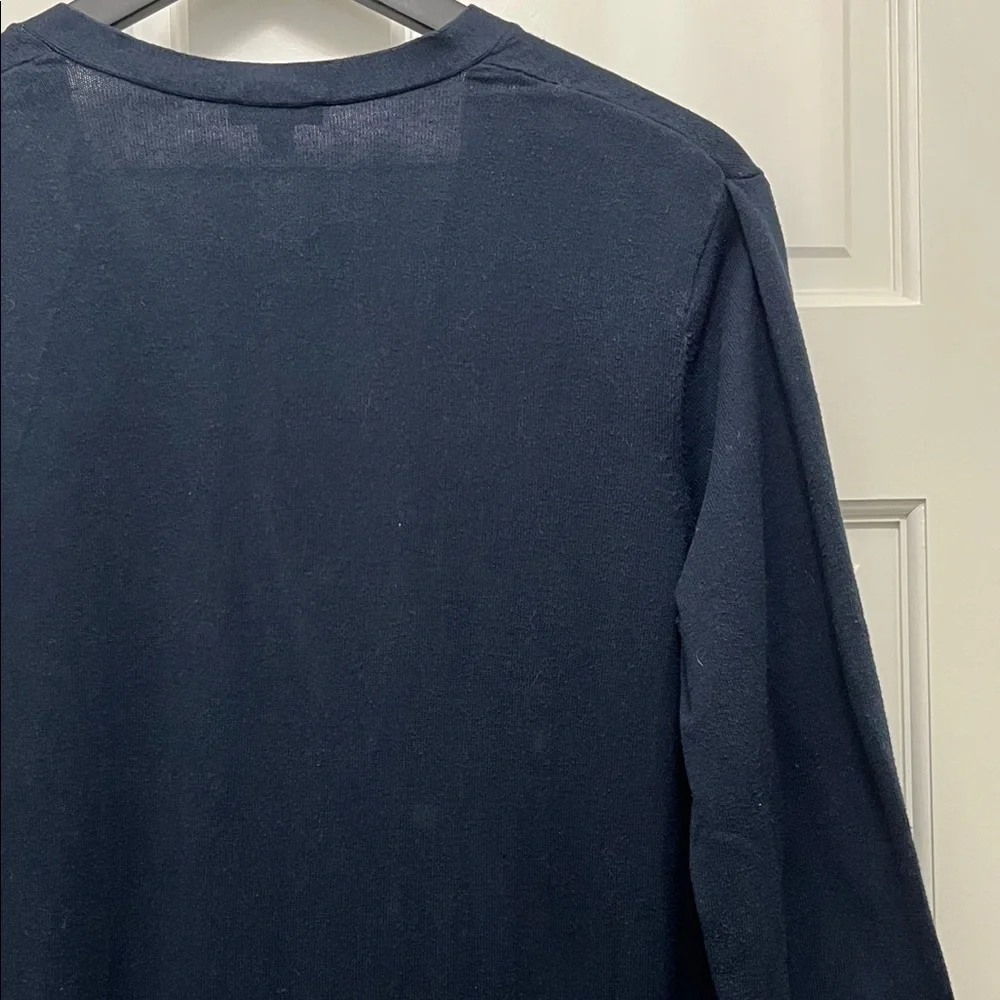 J. Jill 100% Cotton Long Line Duster Navy Blue Cardigan - Size L